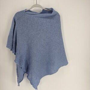 Bill Baber Handmade in Scotland Asymmetry Poncho Shawl Cornflower Blue One Size
